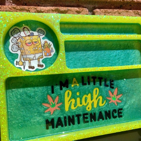 SpongeBob SquarePants/Cannabis Rolling Tray/Ashtray/Coasters Set - Picture 7 of 9